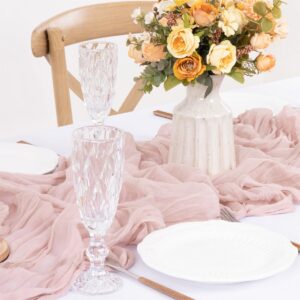 MLMW 6 Pack Cheesecloth Table Runner Bulk 14ft Gauze Table Runner 35 × 170 Inch Rustic Cheese Cloth Table Runner for Easter Wedding Baby Shower Birthday Bridal Party Decorations Dusty Pink