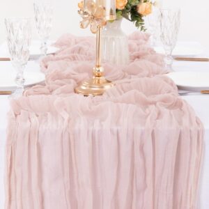 MLMW 6 Pack Cheesecloth Table Runner Bulk 14ft Gauze Table Runner 35 × 170 Inch Rustic Cheese Cloth Table Runner for Easter Wedding Baby Shower Birthday Bridal Party Decorations Dusty Pink