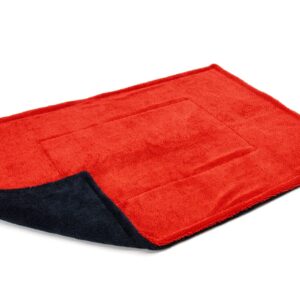 [Dreadnought Max] Triple Layer Microfiber Car Drying Towel | Twist Pile | 1400GSM | 1 Pack (20"x30", Red/Black)