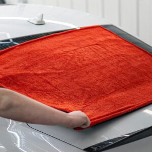 [Dreadnought Max] Triple Layer Microfiber Car Drying Towel | Twist Pile | 1400GSM | 1 Pack (30"x40", Red/Black)