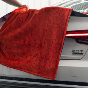 [Dreadnought Max] Triple Layer Microfiber Car Drying Towel | Twist Pile | 1400GSM | 1 Pack (30"x40", Red/Black)