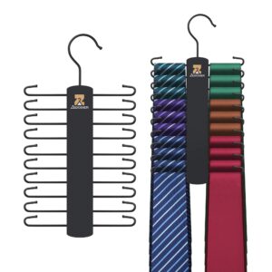 zedodier wooden tie rack, tie hanger for men closet, 20 storage capacity, non-slip rotatable tie organizer, hanging space saving holder, black