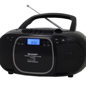 Sharp QT-CD290(BK) Portable CD MP3 Cassette Boombox with AM/FM Stereo and Aux Input, Black