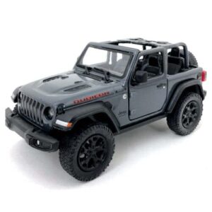 compatible with jeep 2018 wrangler rubicon gray open top convertible 1/34 scale diecast car