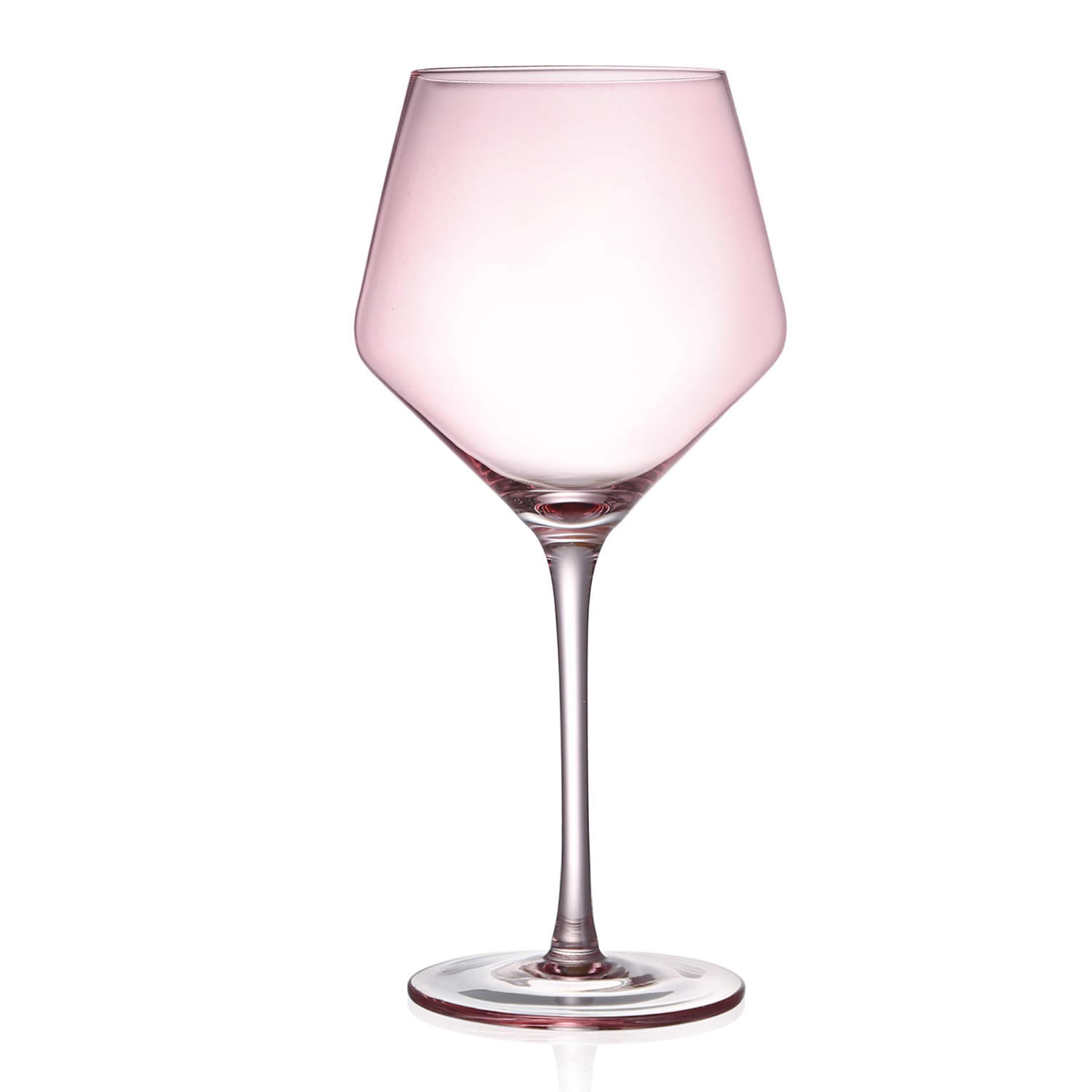 ANNIE LAURIE Pink Colored Wine Glass - Set of 2 - Large 22 oz Stemmed Glassware - Hand-Blown Crystal Glasses, White & Red Wine, Water, Cocktail - Bachelorette, Party, Celebration, Birthday