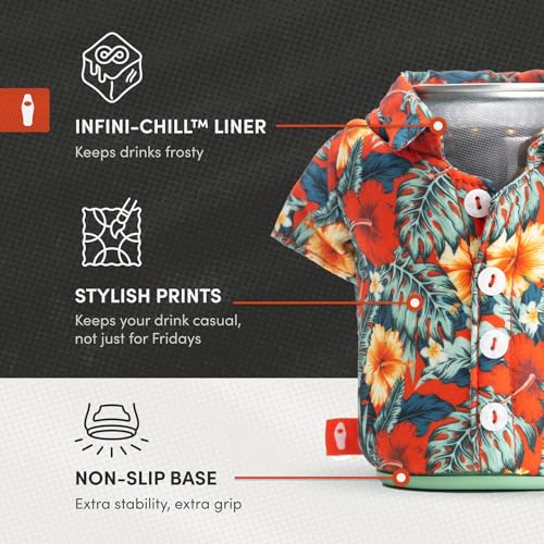 Puffin - The Aloha Shirt - Insulated 12 oz Can Cooler I Beer Bottle & Soda Can Insulator, Keep Drinks and Beverages Cold - Island Time