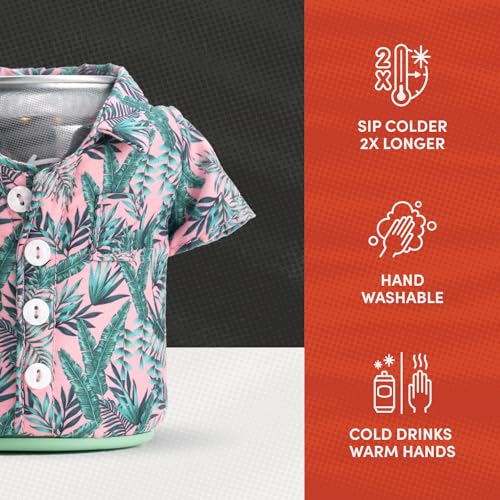 Puffin - The Aloha Shirt - Insulated 12 oz Can Cooler I Beer Bottle & Soda Can Insulator, Keep Drinks and Beverages Cold - Island Time