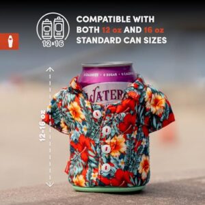 Puffin - The Aloha Shirt - Insulated 12 oz Can Cooler I Beer Bottle & Soda Can Insulator, Keep Drinks and Beverages Cold - Island Time