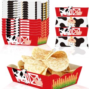 Caoekego 24 Pcs Farm Animal Snack Bowl Party Supplies，Farm Food Trays for Farm Birthday Party barn bash Party Decorations