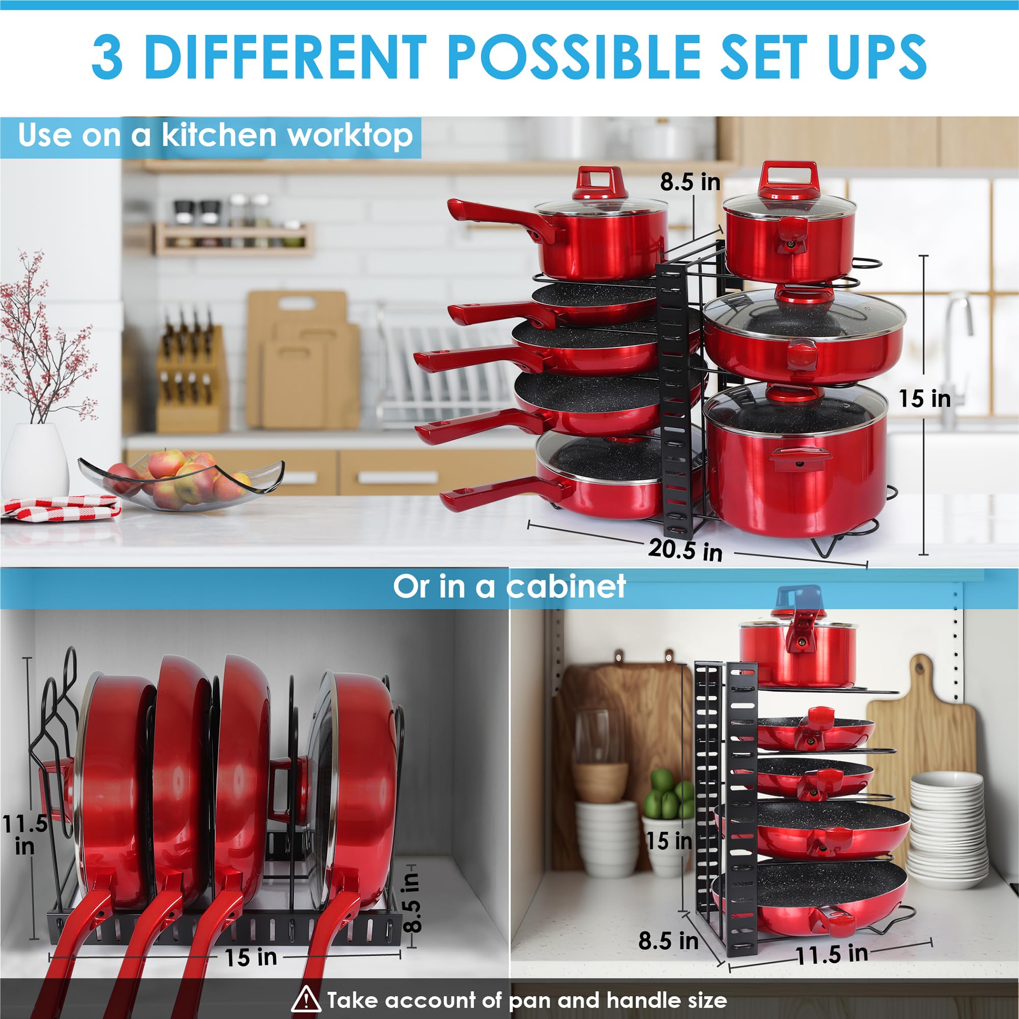 Under Sink Organization and Storage 3-Pack Bundle – 2 Two Tier Organizers and 1 Pan Organizer Rack – Organize your Kitchen, Cabinet and Under Sink Area