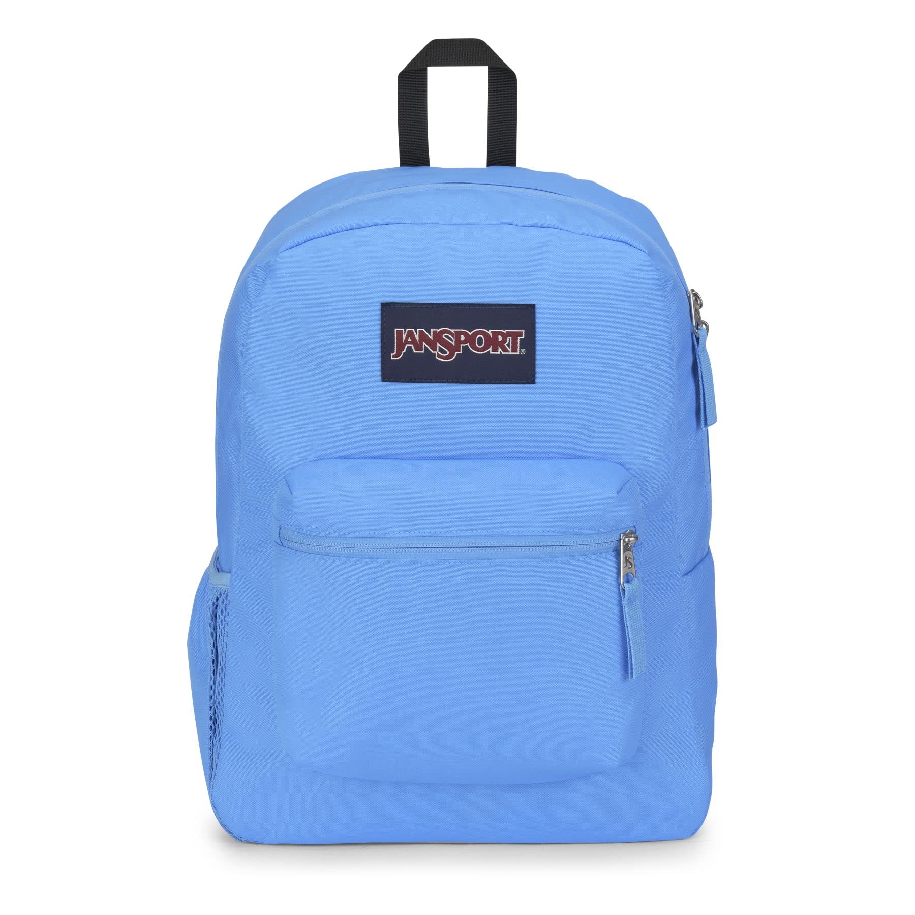 JanSport Cross Town Backpack, 17" x 12.5" x 6" - Simple Bag with 1 Main Compartment, Front Utility Pocket - Premium Class Accessories - Blue Neon