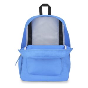 JanSport Cross Town Backpack, 17" x 12.5" x 6" - Simple Bag with 1 Main Compartment, Front Utility Pocket - Premium Class Accessories - Blue Neon