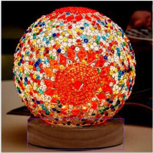 haidoliang turkish table lamp (d:4.7" x h:5.2"),mosaic glass lamps with wooden base, bohemian tiffany bedside lamps, usb power supply moroccan lantern for living room halloween decorations