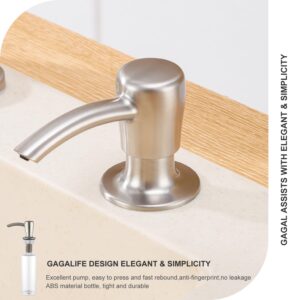 GAGALIFE Sink Soap Dispenser with 17 OZ Large Bottle, Built in Sink Soap Dispenser for Kitchen Sink, Refill from The Top, Sink Soap Dispenser Pump (Brushed Nickel)