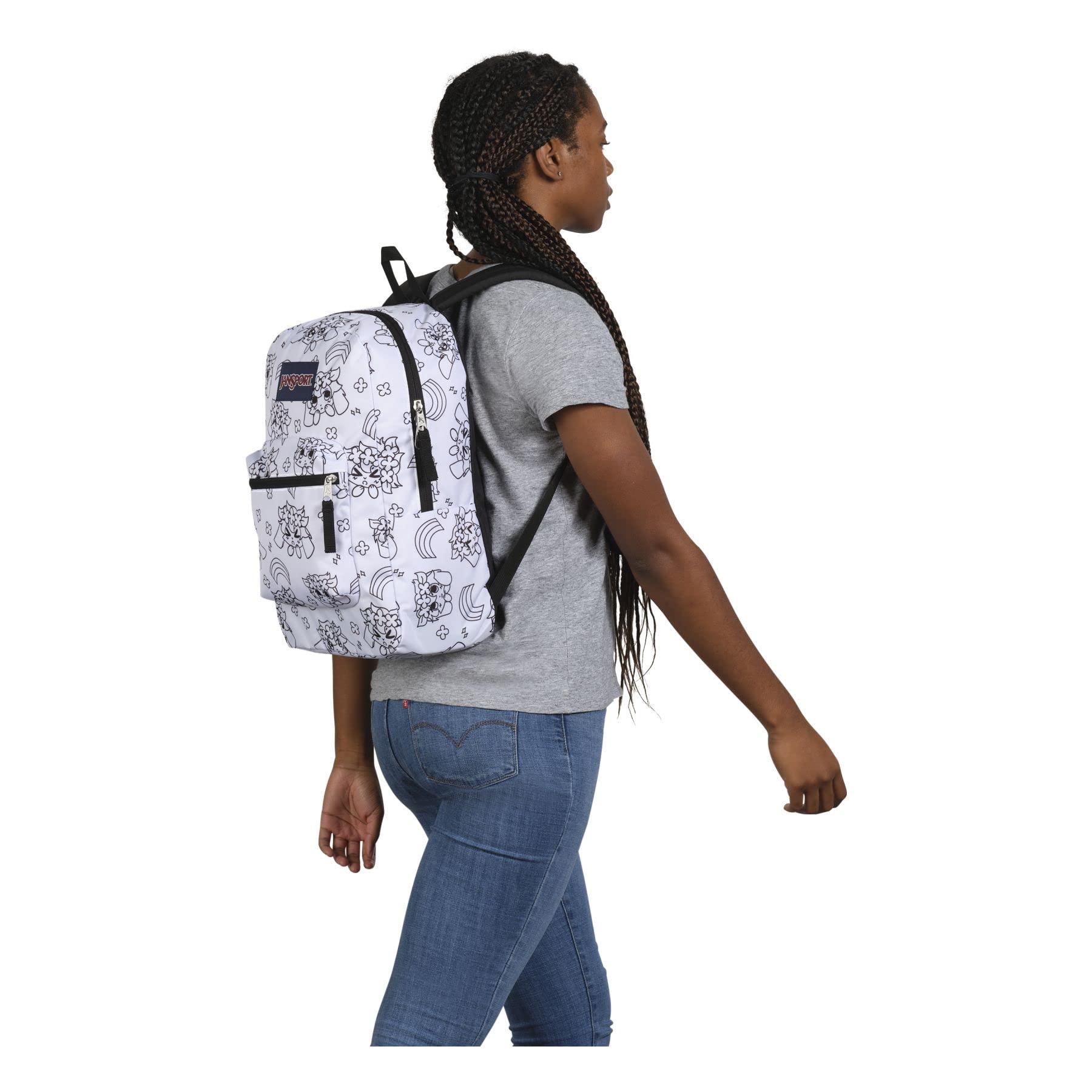 JanSport Cross Town Backpack, 17" x 12.5" x 6" - Simple Bag with 1 Main Compartment, Front Utility Pocket - Premium Class Accessories - Anime Emotions