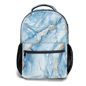 blue marble backpacks for girls boys kids waterproof student school bookbag lightweight casual daypack for men women teens personalized laptop travel school bag with multiple pockets