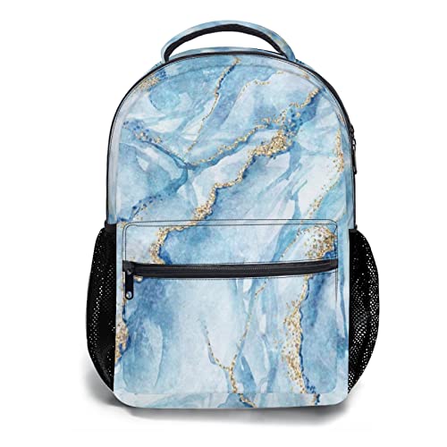 Blue Marble Backpacks for Girls Boys Kids Waterproof Student School Bookbag Lightweight Casual Daypack for Men Women Teens Personalized Laptop Travel School Bag with Multiple Pockets