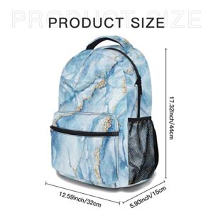 Blue Marble Backpacks for Girls Boys Kids Waterproof Student School Bookbag Lightweight Casual Daypack for Men Women Teens Personalized Laptop Travel School Bag with Multiple Pockets