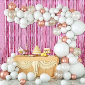 Mtkocpk Pink Streamers Backdrop Party Decorations - 8x3.2 Feet 3-Pack Foil Fringe Curtain Decor - Perfect for Children's Birthday Party, Women's Party, Sweet Wedding, and Pink Theme Party Decorations