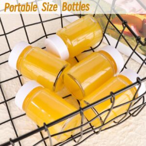 HINGWAH 12 Pack 2 OZ Glass Shot Bottles with Caps, 60 ML Empty Wellness Juice Shot Bottles, Reusable Clear Glass Bottles for Juice, Shots and Homemade Beverages