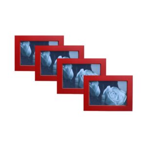 curtek 4-pack 5 x 7 red picture frame with removable cushion show picture 4.8 x 6.8 inches for table top display and wall mounting photo frame vertical or horizontal display