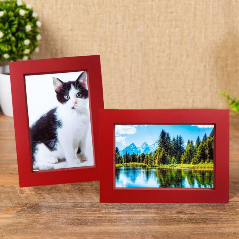 CURTEK 4-Pack 5 x 7 Red Picture Frame with Removable Cushion Show Picture 4.8 x 6.8 Inches for Table Top Display and Wall Mounting Photo Frame Vertical or Horizontal Display