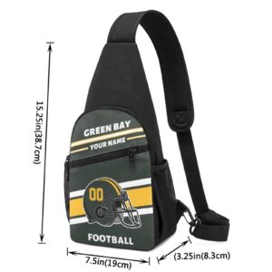 Custom Sling Bag, Personalized Green Bay Crossbody Bags for Men Women, Customize Name and Number Sling Shoulder Backpack, Chest Bag Hiking Travel Daypack for Outdoor