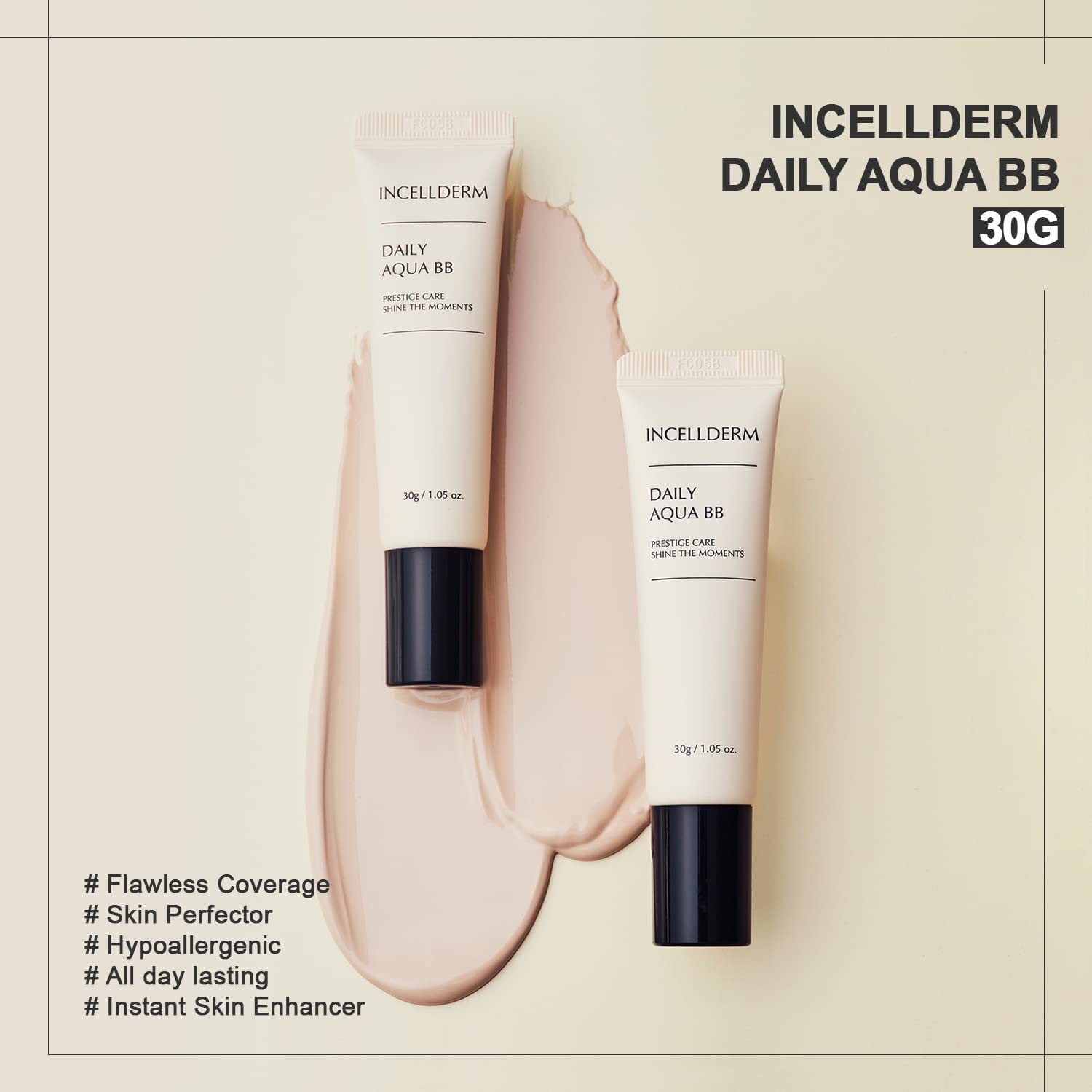 gadi place Incellderm Daily Aqua BB Cream 30g | Blemish Balm | Beauty Balm | Face Makeup for All Skin Types | K-Beauty