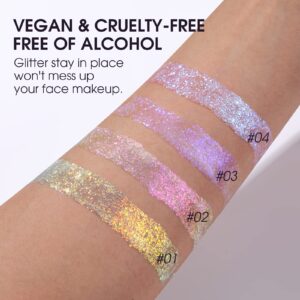 Biodegradable Holographic Body Glitter Gel - Cosmetic-Grade, Long-Lasting Glitter for Face, Body, and Hair, Safe and Easy to Use, Perfect for Festivals and Parties, Vegan & Cruelty Free (01#)