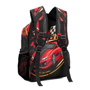 NZOOHY Red Track Car Personalized Kids School Backpack Custom for Boys Girls Primary Daypack School Bookbag Travel Bag