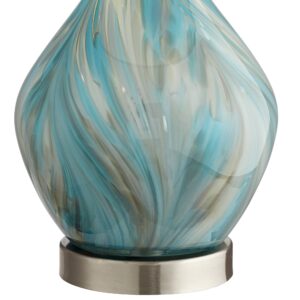 360 Lighting Cirrus 22" High Vase Small Modern Coastal Accent Table Lamps Set of 2 Blue Gray Handcrafted Art Glass White Shade Living Room Bedroom Bedside Nightstand House (Colors May Vary)