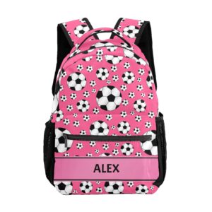 nzoohy soccer balls pink personalized kids school backpack custom for boys girls primary daypack school bookbag travel bag