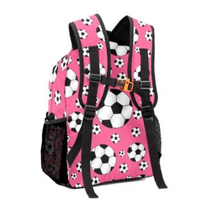 NZOOHY Soccer Balls Pink Personalized Kids School Backpack Custom for Boys Girls Primary Daypack School Bookbag Travel Bag