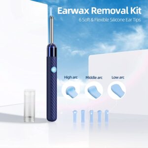 Ear Wax Removal, Ear Cleaner with Camera with 1080P, Otoscope with Light, Ear Wax Removal Kit with 6 Ear Pick, Ear Camera for iPhone, iPad, Android Phones (Blue)