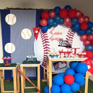 AHAORAY Baseball Happy Birthday Cake Topper - Black Glitter Baseball Party Decorations Supplies, Perfect for Birthday/Baseball Theme Party, Photo Booth Props