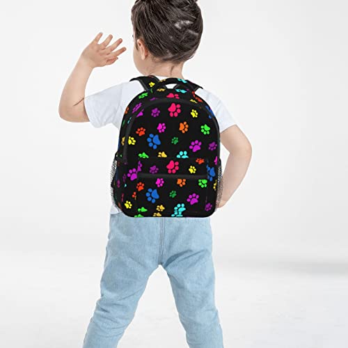 YSBKN Kid's Mini Backpack 12 inch Colorful Dog Cat Paw Print Backpack Schoolbag Preschool Kindergarten Children Bag Nursery Travel Bag for Toddler Boys Girls Age 3-7