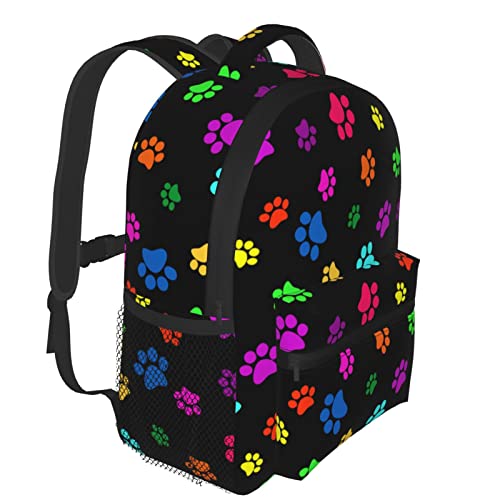 YSBKN Kid's Mini Backpack 12 inch Colorful Dog Cat Paw Print Backpack Schoolbag Preschool Kindergarten Children Bag Nursery Travel Bag for Toddler Boys Girls Age 3-7