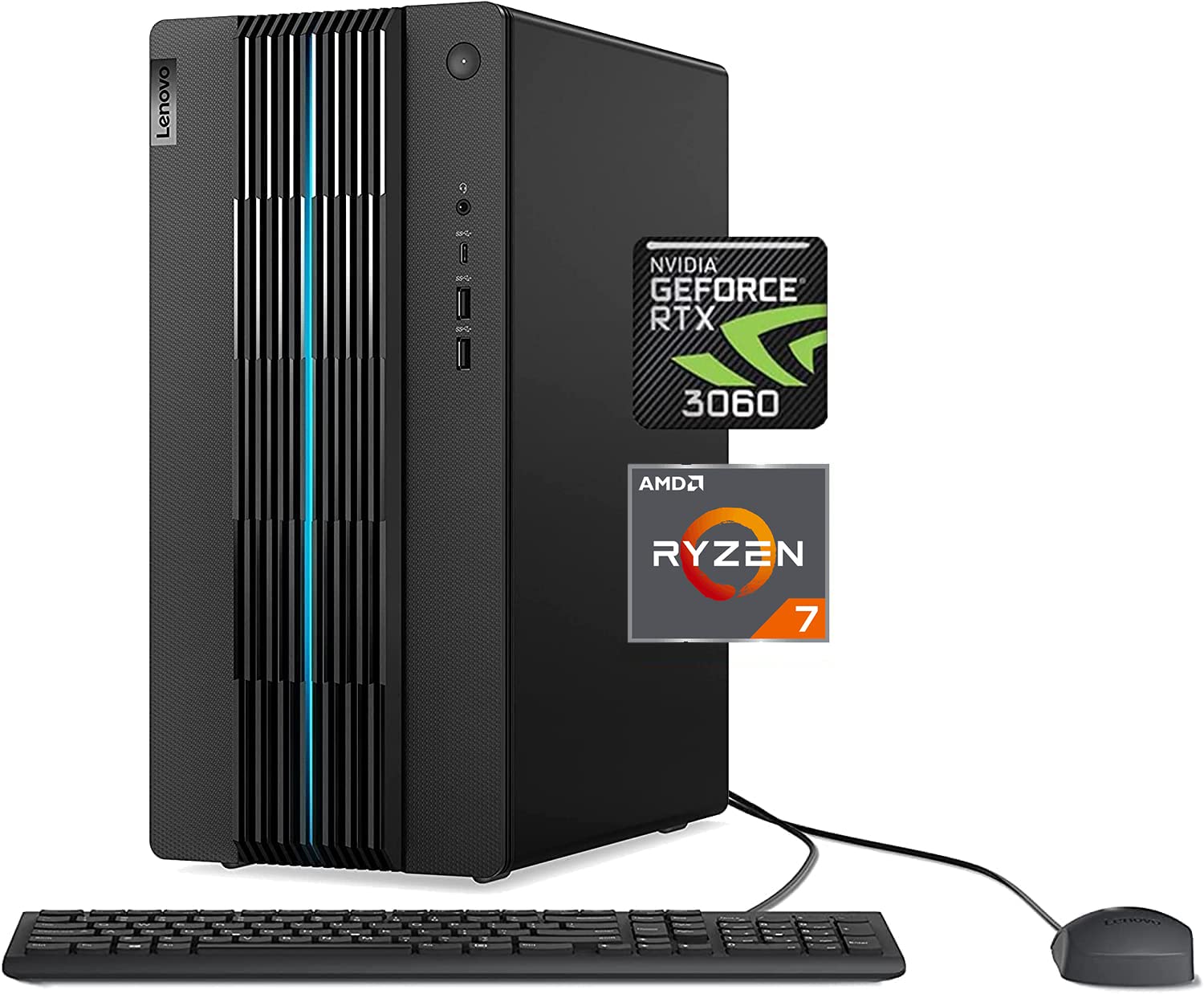 Lenovo 2023 IdeaCentre 5i Gaming Desktop PC, AMD Ryzen 7 5700G 8-Core(Up to 4.6GHz), GeForce RTX 3060, 64GB RAM 3200MHz, 2TB PCIe SSD + 2TB HDD, Keyboard & Mouse, Ethernet, WiFi 6, Bluetooth, Win11