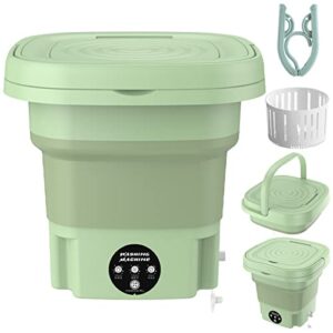 foldable washing machine,high capacity mini washer with 3 modes deep cleaning half automatic washt,portable washing machine with soft spin dry for socks,baby clothes,towels,delicate items(green (with hanger))