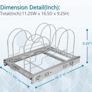 TQVAI Pots and Pans Organizer, Expandable Pot Lid Holder, Kitchen Under Cabinet Organizer for Cutting Board/Cookware/Baking Sheets - Cabinet Request at Least 12.5" W x 18.25" D x 13.5" H