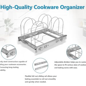 TQVAI Pots and Pans Organizer, Expandable Pot Lid Holder, Kitchen Under Cabinet Organizer for Cutting Board/Cookware/Baking Sheets - Cabinet Request at Least 12.5" W x 18.25" D x 13.5" H