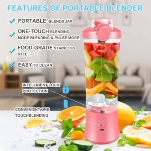 Portable Blender, 22 Oz Personal Size Blender for Milkshakes and Smoothies with 6 Blades, 240Watts, 2 Blending Modes and Cleaning Brush, Waterproof Blender USB Rechargeable for Kitchen, Home