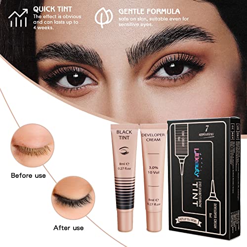 Libeauty Eyelash Black Color Kit Instant Eyebrow Black Hair Colour Kit Voluminous Coloring for Lash and Brow Perfect Partner for Lash Perm/Lift/Lamination Treatment