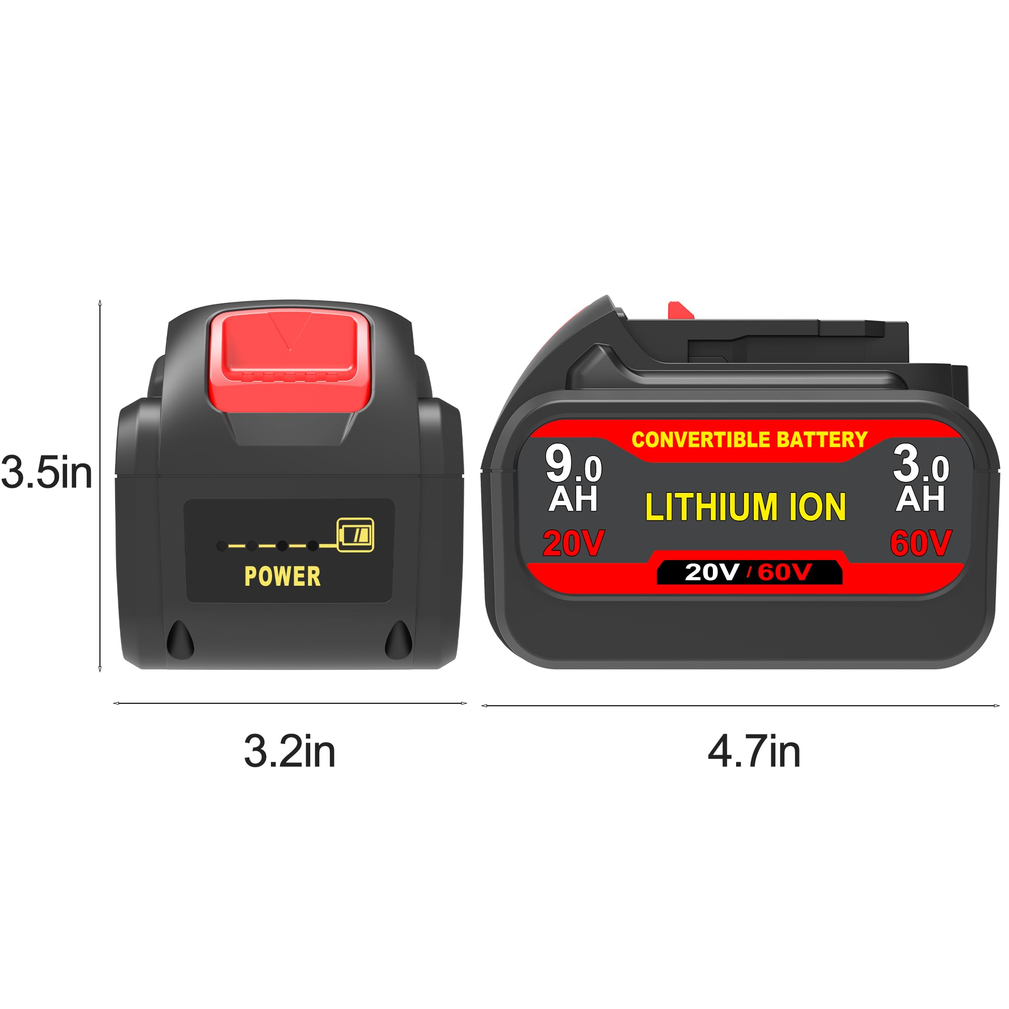 rebicacate 20V/60V Batteries Replace for Dewalt 60V Battery 9.0ah DCB606 DCB609, Compatible with Dewalt 20V/60V Power Tools&Chargers