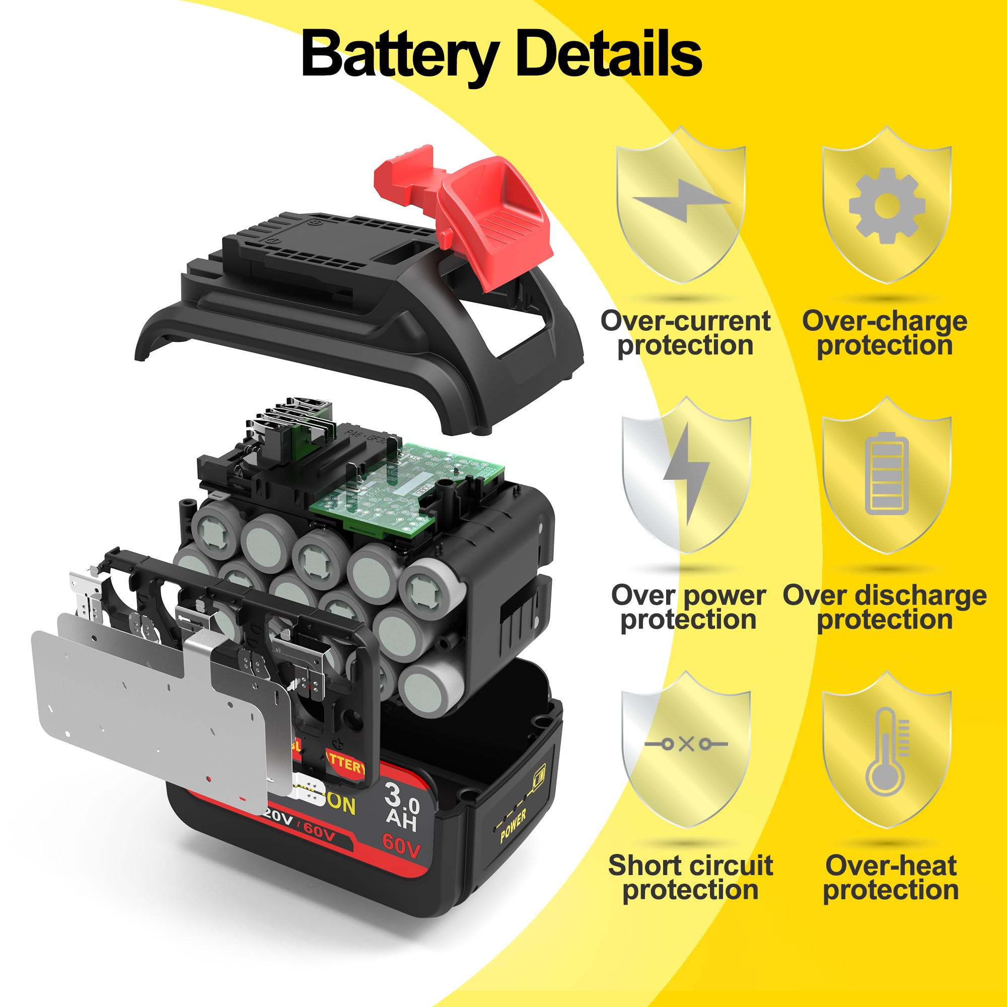 rebicacate 20V/60V Batteries Replace for Dewalt 60V Battery 9.0ah DCB606 DCB609, Compatible with Dewalt 20V/60V Power Tools&Chargers