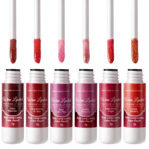 RTBYUE 6 PCS Hydrating Lip Gloss set, Red Wine Bottle Plumping Lifter Lipgloss, Glitter Moisturizing Lip Glow Oil, Long Lasting Tint Lip Stain, Natural Lip Plumper Balm (2-Generation)