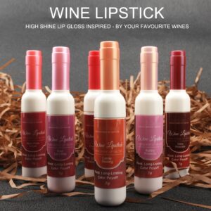 RTBYUE 6 PCS Hydrating Lip Gloss set, Red Wine Bottle Plumping Lifter Lipgloss, Glitter Moisturizing Lip Glow Oil, Long Lasting Tint Lip Stain, Natural Lip Plumper Balm (2-Generation)