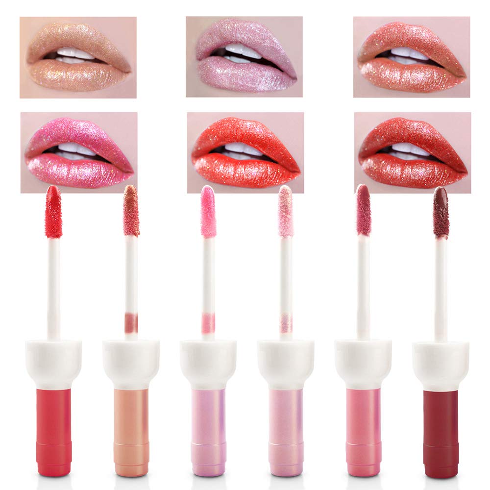 RTBYUE 6 PCS Hydrating Lip Gloss set, Red Wine Bottle Plumping Lifter Lipgloss, Glitter Moisturizing Lip Glow Oil, Long Lasting Tint Lip Stain, Natural Lip Plumper Balm (2-Generation)