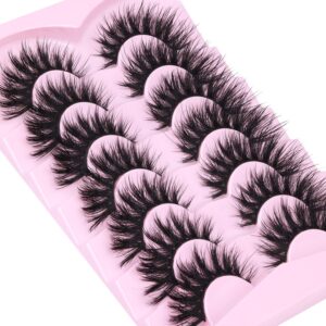 Lashes Flat Faux Mink Eyelashes Fluffy 20mm Long False Eyelashes Dramatic Cat Eye Eyelashes Wispy 3D Crossed Thick Fox Eyelashes Extensions Strip Lashes Pack by Kiromiro