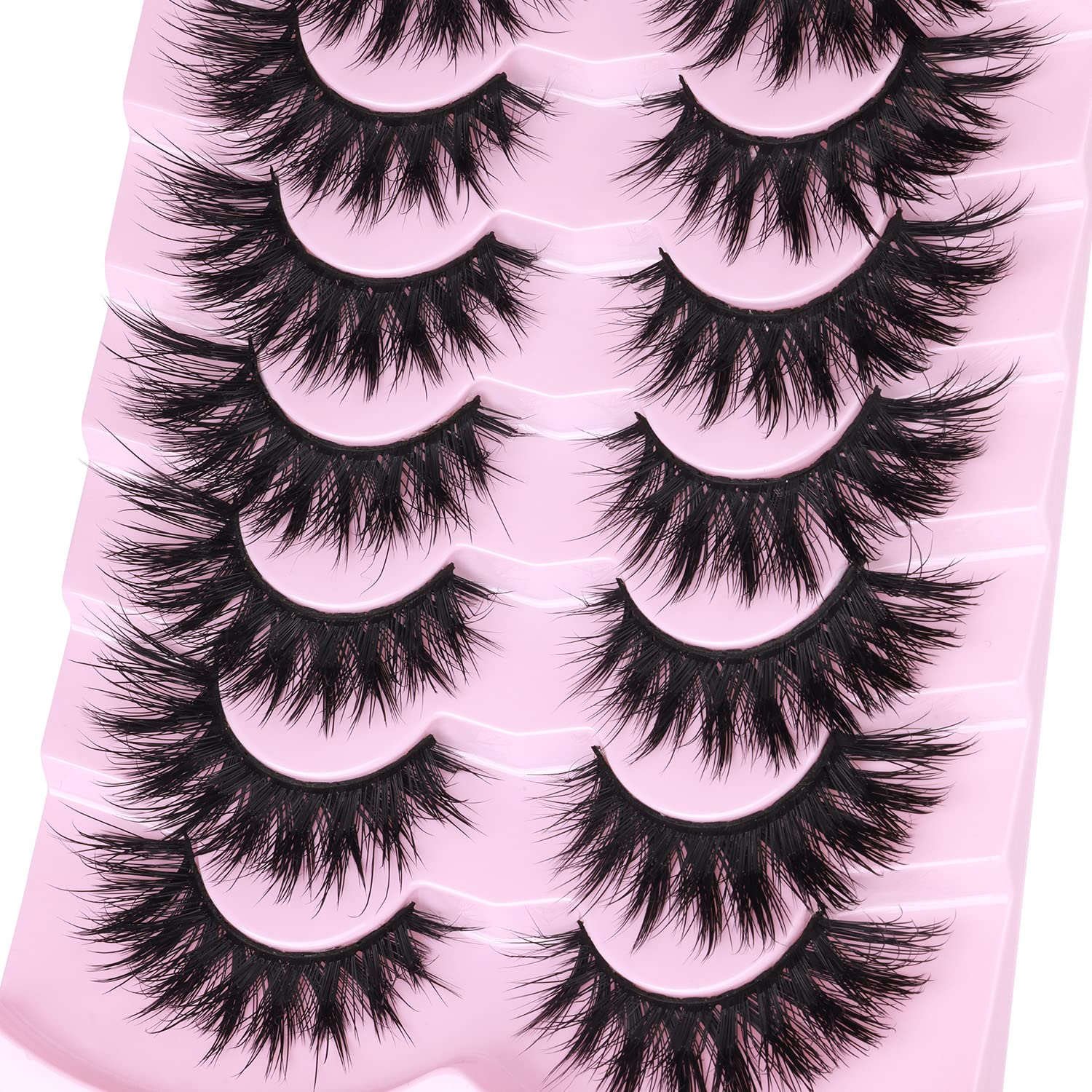 Lashes Flat Faux Mink Eyelashes Fluffy 20mm Long False Eyelashes Dramatic Cat Eye Eyelashes Wispy 3D Crossed Thick Fox Eyelashes Extensions Strip Lashes Pack by Kiromiro